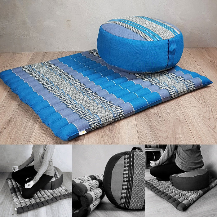 Thai Blue Handmade 100% Kapok Cotton Zafu & Zabuton Meditation Set 5 Colours