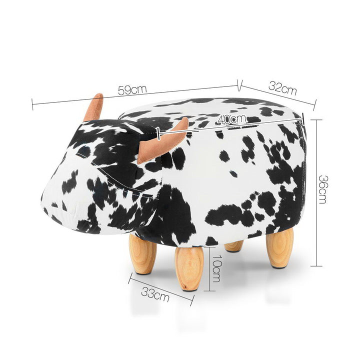 Kids Ottoman Foot Stool Toy Chair Animal Foot Rest Fabric  Cow Seat  White
