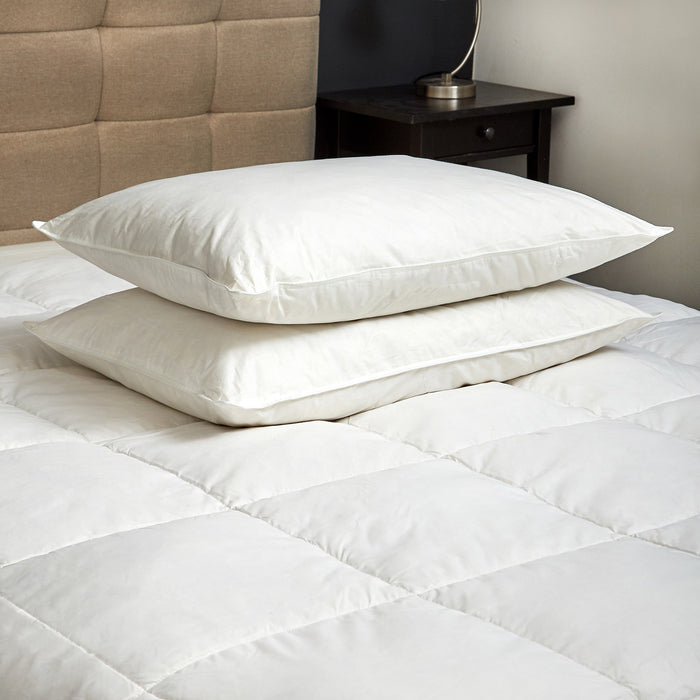 Goose Feather & Down Quilt 500GSM + Goose Feather and Down Pillows 2 Pack Combo - Double - White