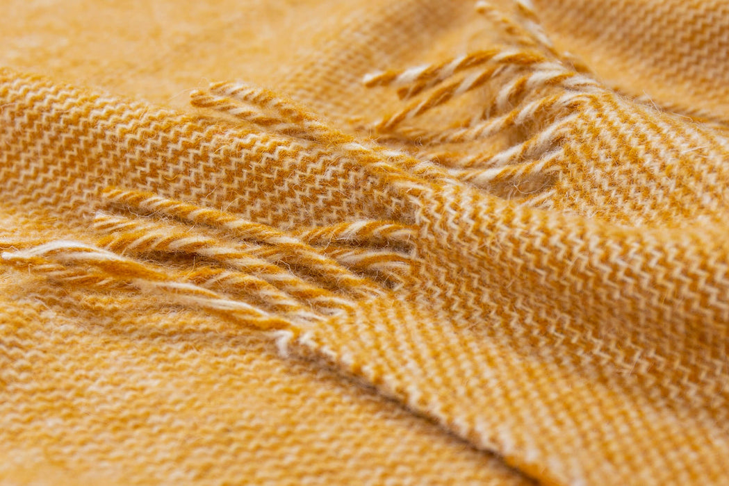 Cambridge Throw - 100% NZ Wool Blanket Woven in Europe -  Mustard