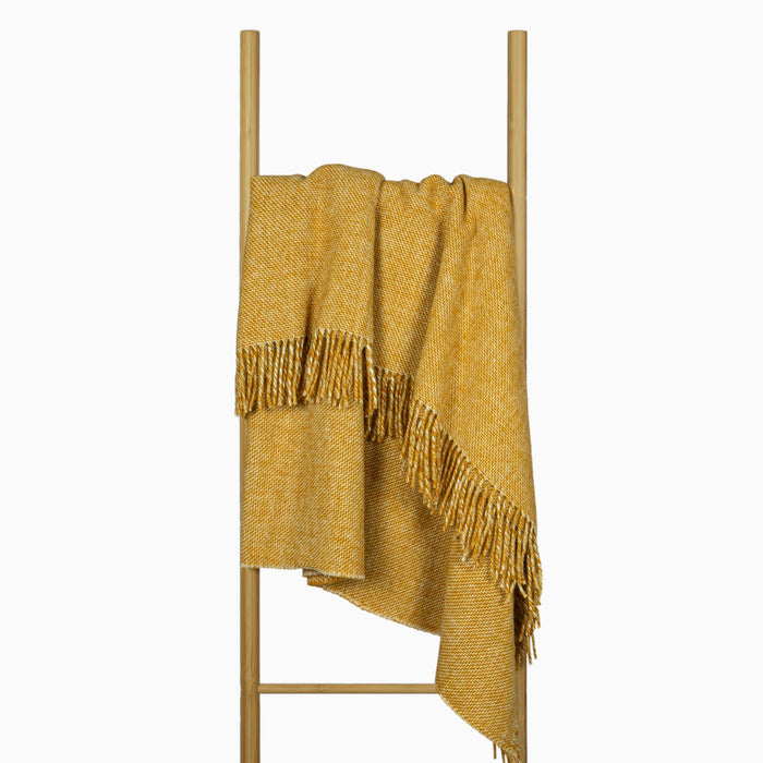 Cambridge Throw - 100% NZ Wool Blanket Woven in Europe -  Mustard