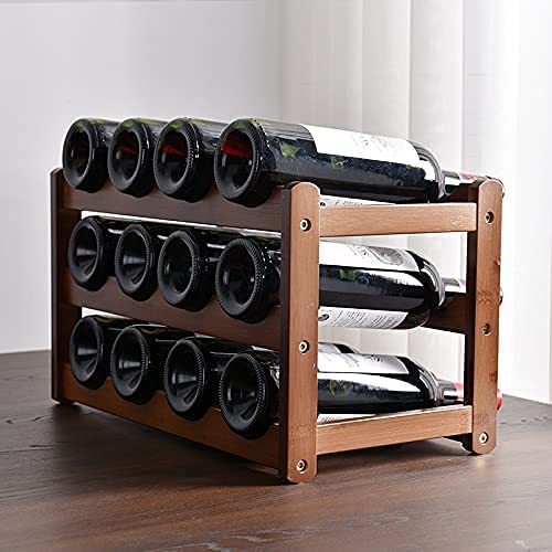 3-layer Bamboo Wine Storage Rack  Natural Bamboo Storage Rack Display Wine Bottle Rack(12 bottles)