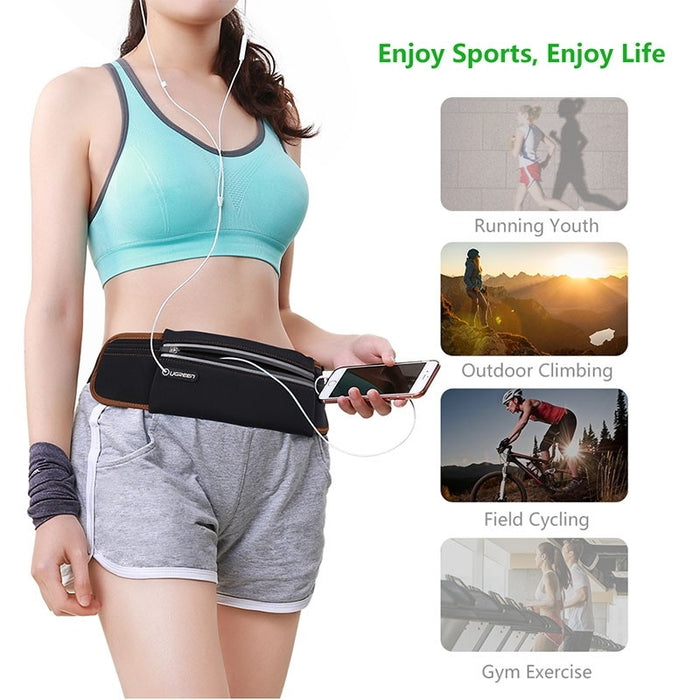 Sport Running Waist Pack Running Jogging Belt Waterproof Belt Pouch Zip Fanny Pack-Black