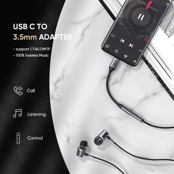 UGREEN 80154 USB-C to 3.5mm Headphone Adapter Built-in Independent DAC Chip Plug-and-Play