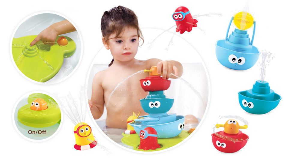 Stack N Spray Tub Fountain Bath Toy  7 Unique Pieces With Different Func