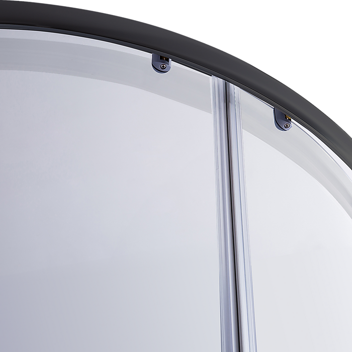 100 x 100cm Rounded Sliding 6mm Curved Shower Screen with Base in BlackHigh Quality