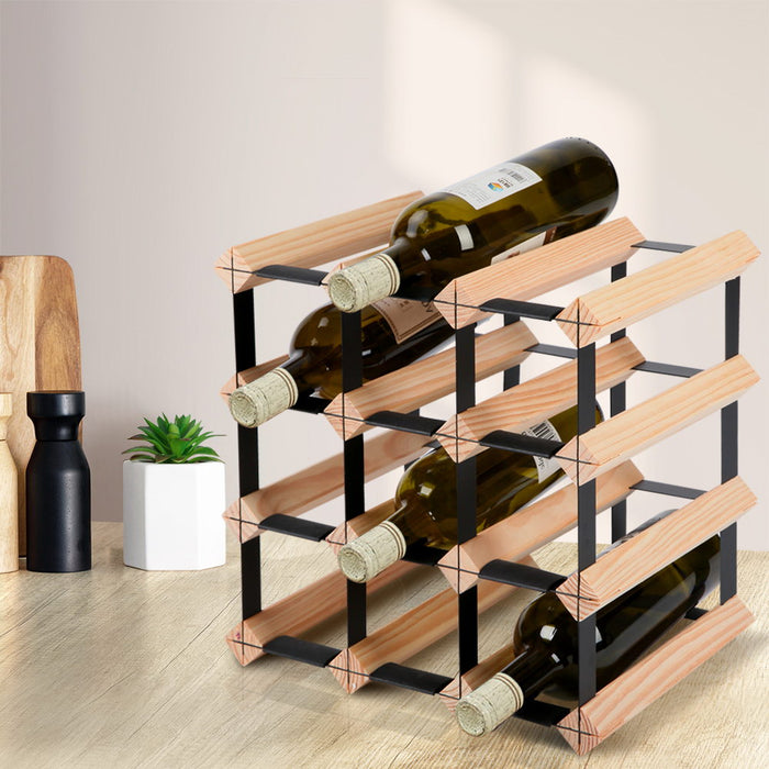 Artiss 12 Bottle Timber Wine Rack Wooden Storage Wall Racks Holders Cellar
