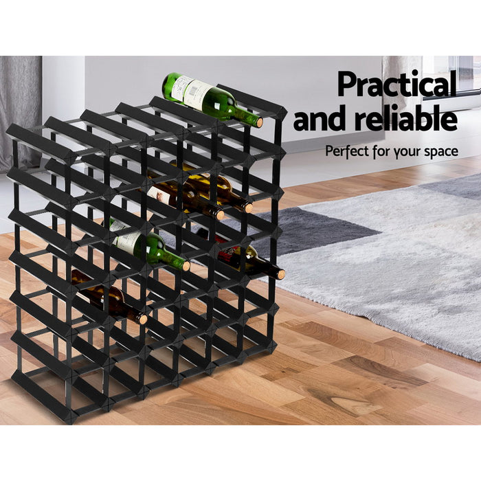 Artiss 42 Bottle Wine Rack Timber Wooden Storage Holders Cellar Black