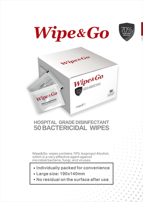 70% IPA Alcohol Wipes Wipe & Go 50~250pc (19x14cm) Hospital Grade Surface Bulk