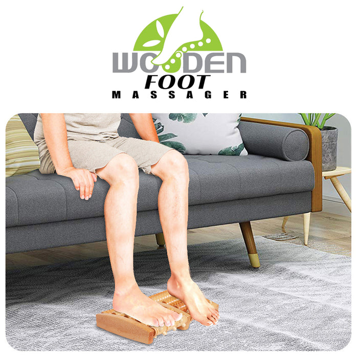 Wooden Foot Massager Roller Relieve Plantar Fasciitis Shiatsu Acupressure Tool