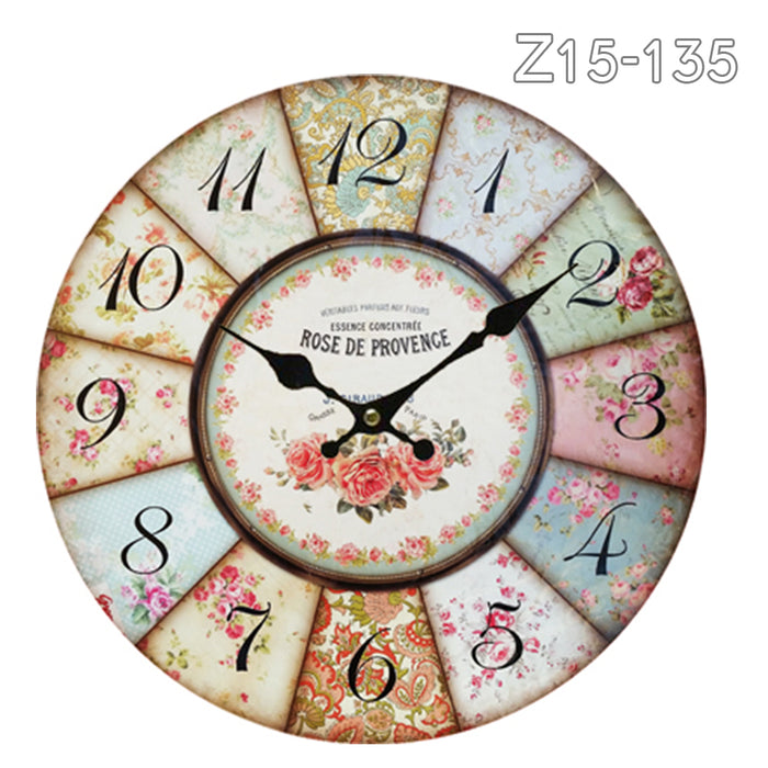 Z15-135 34cm Rustic Vintage Wall Clock Coloured Stylish Design MDF Boards Art Sculpture