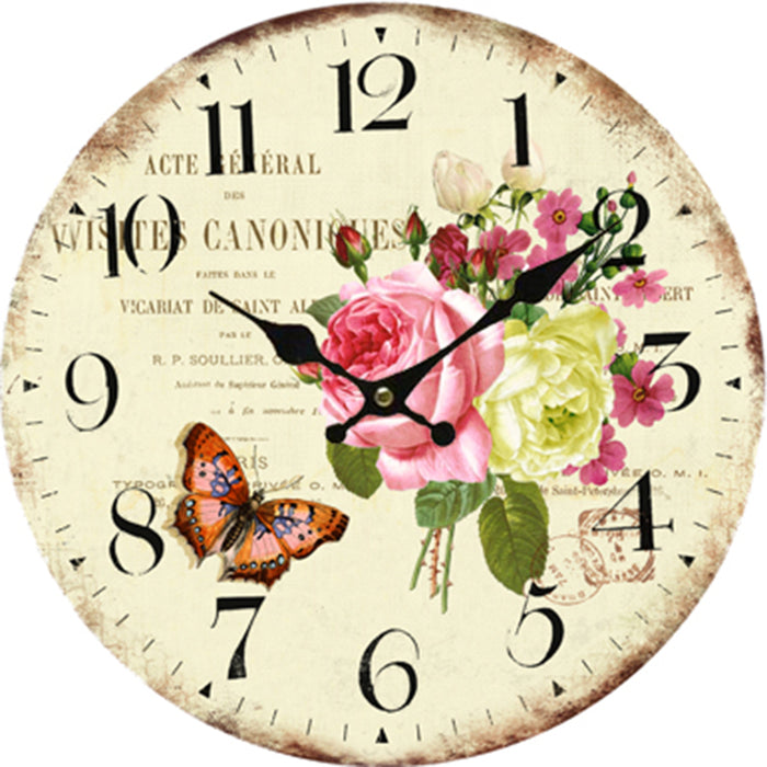Z15-276 34cm Rustic Vintage Wall Clock Coloured Stylish Design Art Sculpture MDF Boards