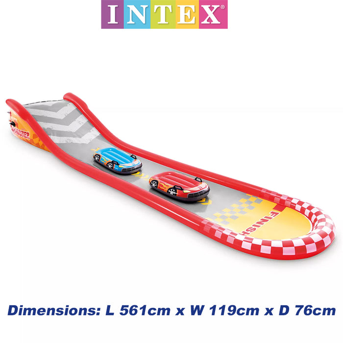 Intex 5.61m Inflatable Racing Fun Outdoor Water Slide Track With 2 Surf Riders