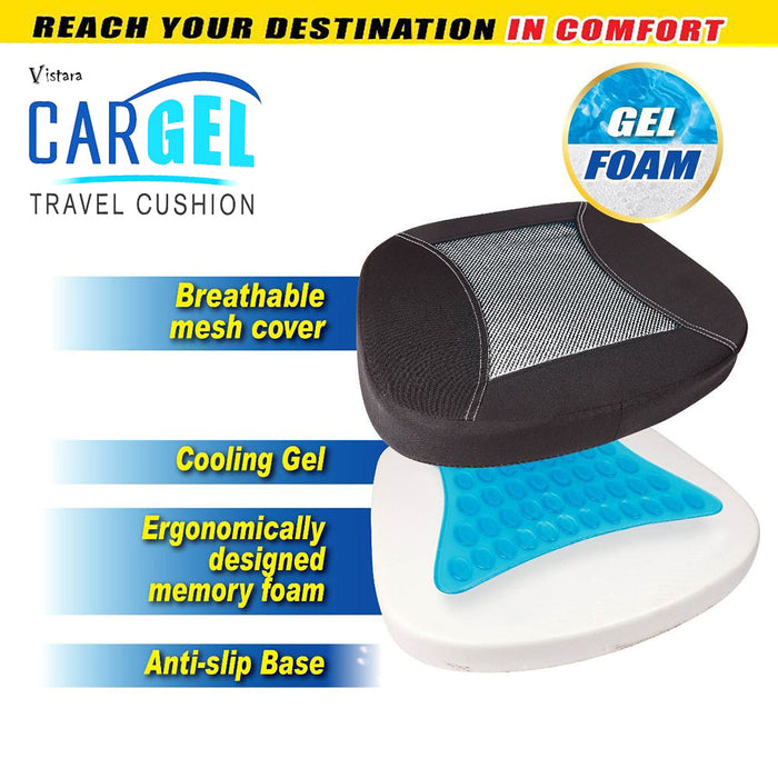 Car Cooling Gel Travel Cushion  With Non-Slip Breathable Mesh Washable Cover