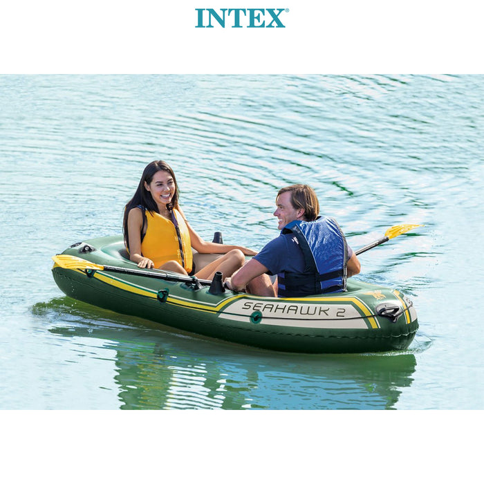 Intex 236cm Seahawk 2 Person Inflatable Floating Sports Boat 2 Oars Pump - Green