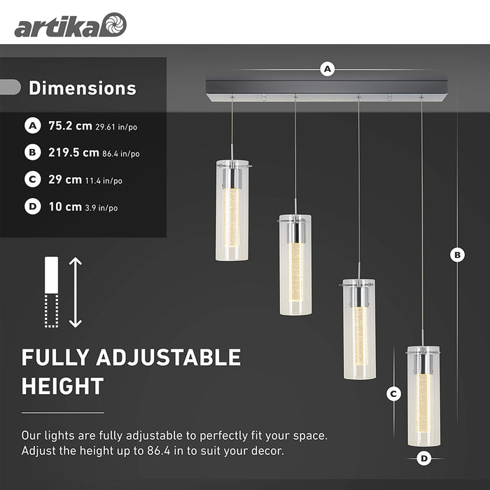 Artika Modern 4 LED Essence Light Fixture Pendant Ceiling Chandelier