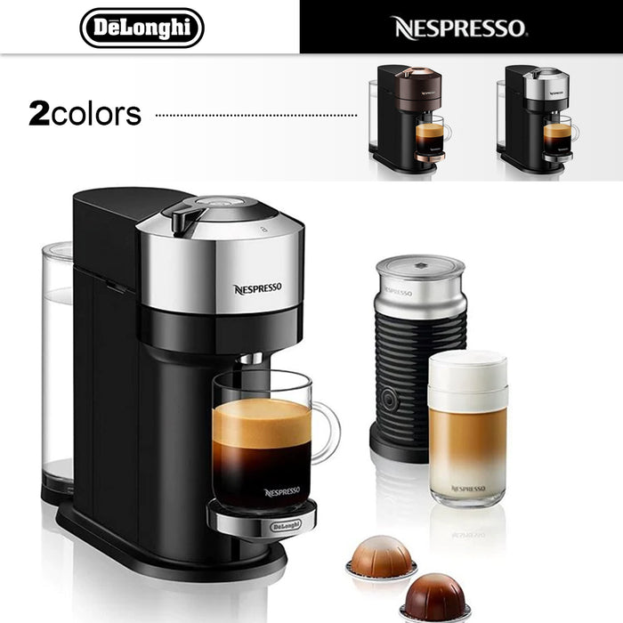 Delonghi Nespresso Vertuo Next Deluxe Coffee Machine With Aeroccino Gold / Silve