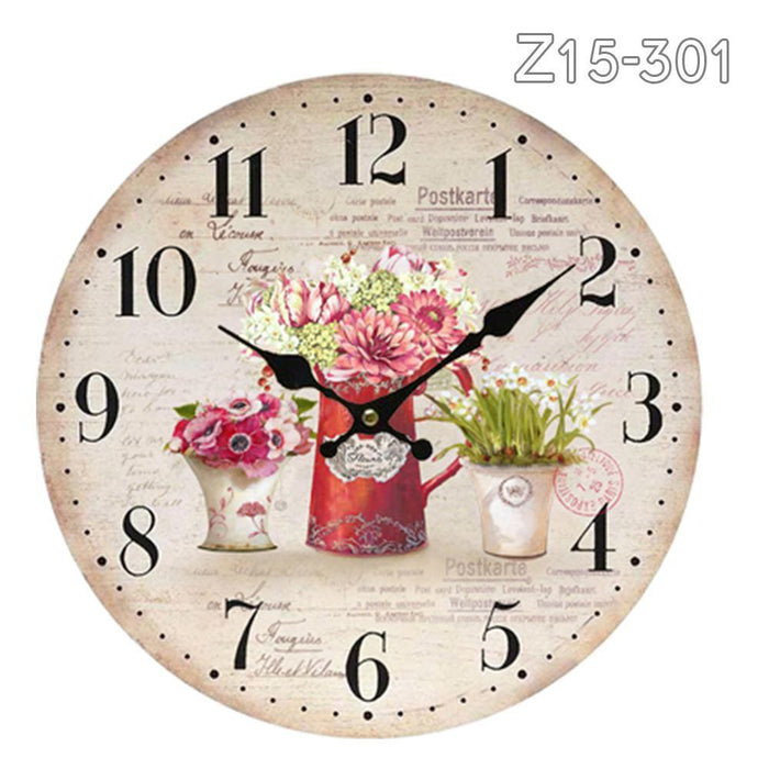 Z15-301 34cm Rustic Vintage Wall Clock Coloured Stylish Design Art Sculpture MDF Boards