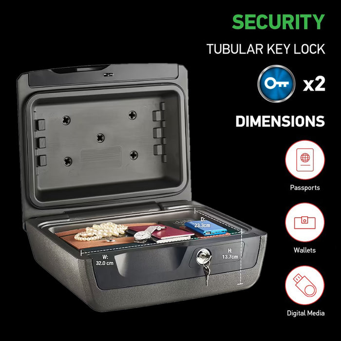 SentrySafe 10.2L Fire Water Resistant Safe Chest Protection Key Lock Security Box