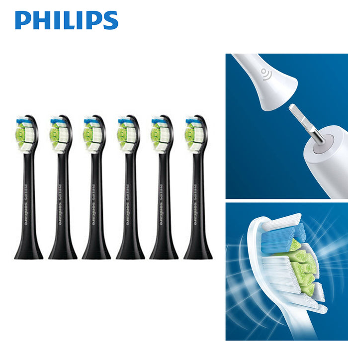 Black 6pack Philips Genuine Electric Sonicare Toothbrush Heads Replacement