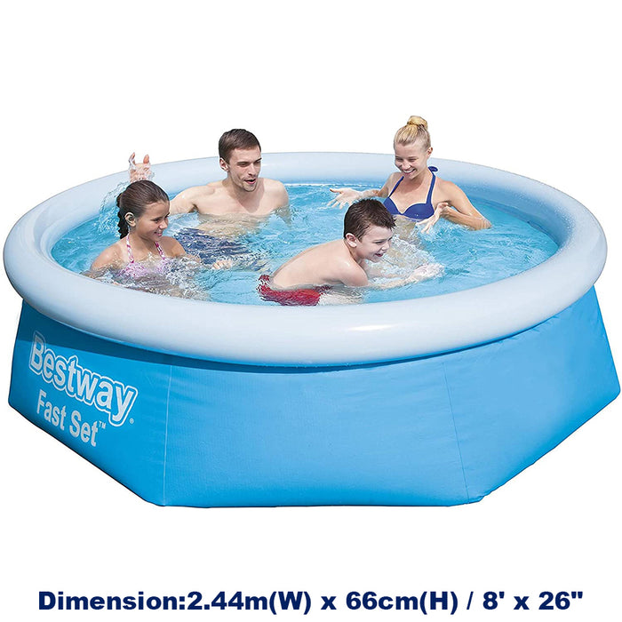 BESTWAY H2OGO 8ft Fast Set Inflatable Swimming Pool With Filter Pump Portable