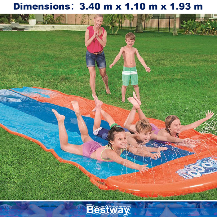 Bastway H2OGO Triple Water Slide 5.49m  Length With 3 Body Boards Kids Pool