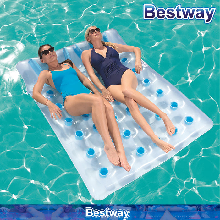 Bestway H2OGO Inflatable Double Floating Pool Lounge Bed Beach Water Mattress