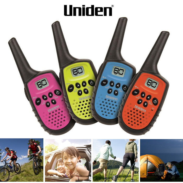 Uniden UH35-4 UHF Quad Colour Pack 4 Handheld 80Ch Radio Walkie Talkies 4 Belts