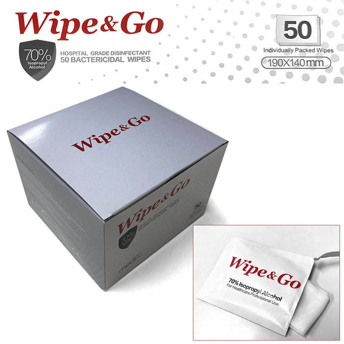 70% IPA Alcohol Wipes Wipe & Go 50~250pc (19x14cm) Hospital Grade Surface Bulk