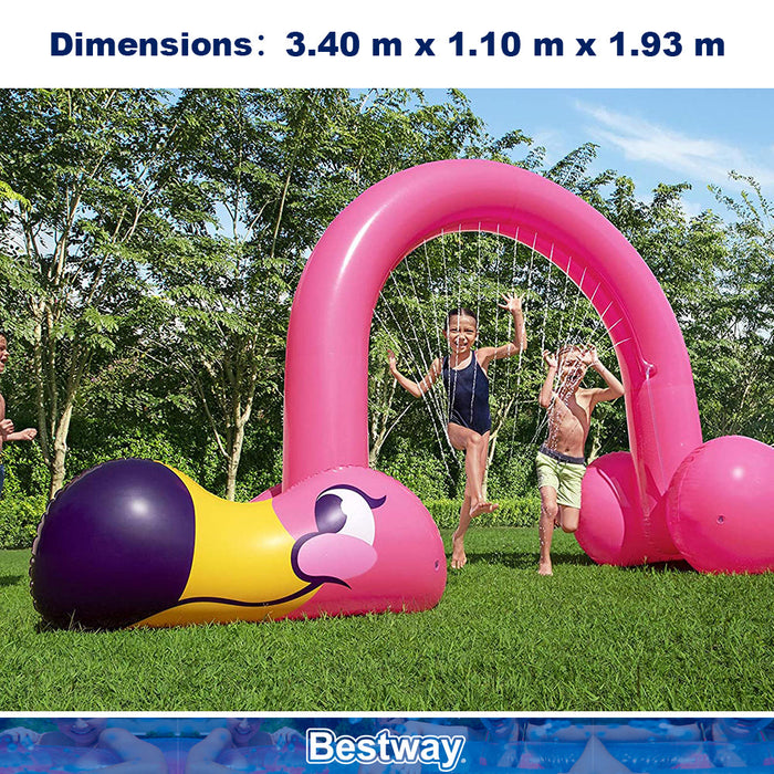 BESTWAY Inflatable Jumbo Pink Flamingo Sprinkler Spray Arch 3.4x1.1x1.9m