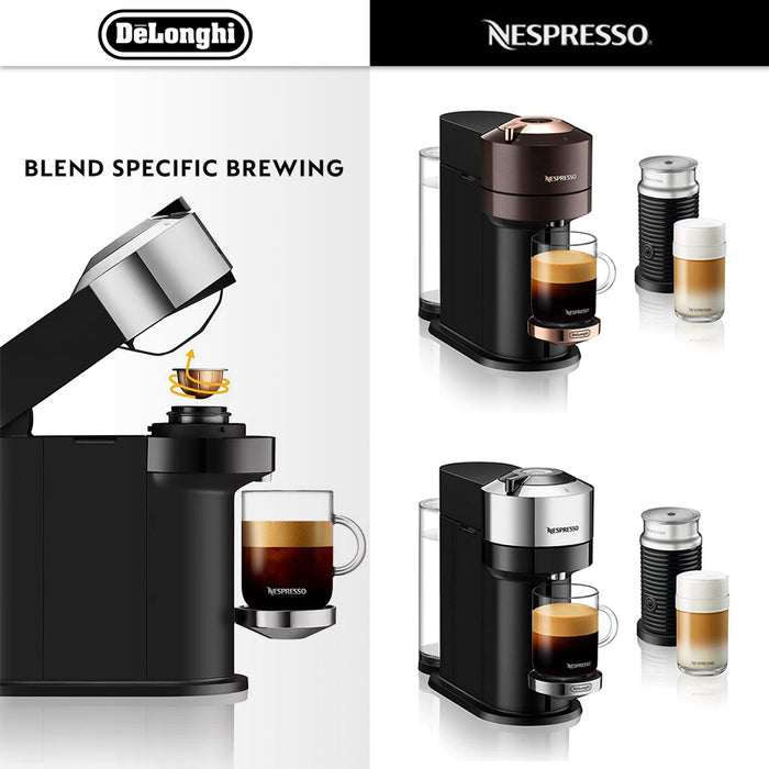 Delonghi Nespresso Vertuo Next Deluxe Coffee Machine With Aeroccino Gold / Silve