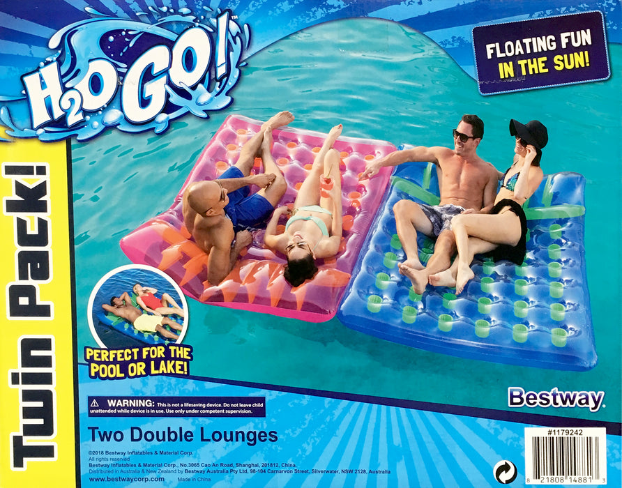 Bestway Twin Pack Sport Inflatable Tube Rafts Doughnut Pool Coolerz Rapid Rider