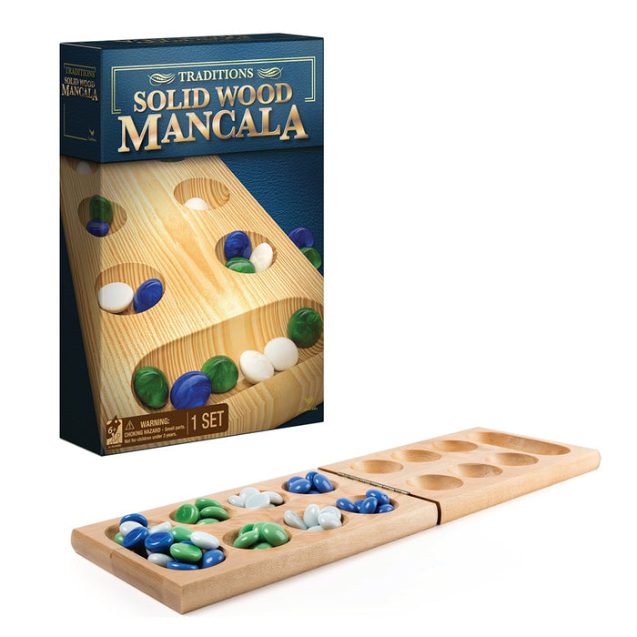 Cardinal Classic Solid Wood Folding Mancala Board Game For Kids/Children Fun