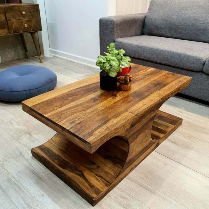 [MANGO TREES] "Terrigal" Coffee Table 90cm Hand Crafted Indian Rosewood Wood