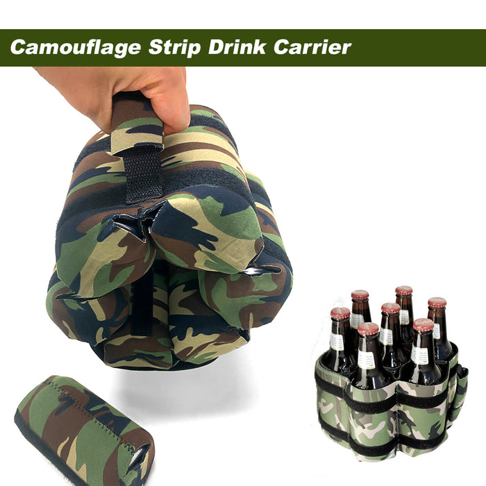 Camouflage Strip Cold Beer Drink Carrier Beach 1-7 Bottle Can Holder Summer