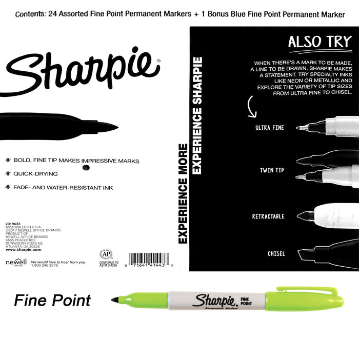 24+1Free Bulk Texta Fine Point Multi Color / Back Permanent Marker Pen Sharpie