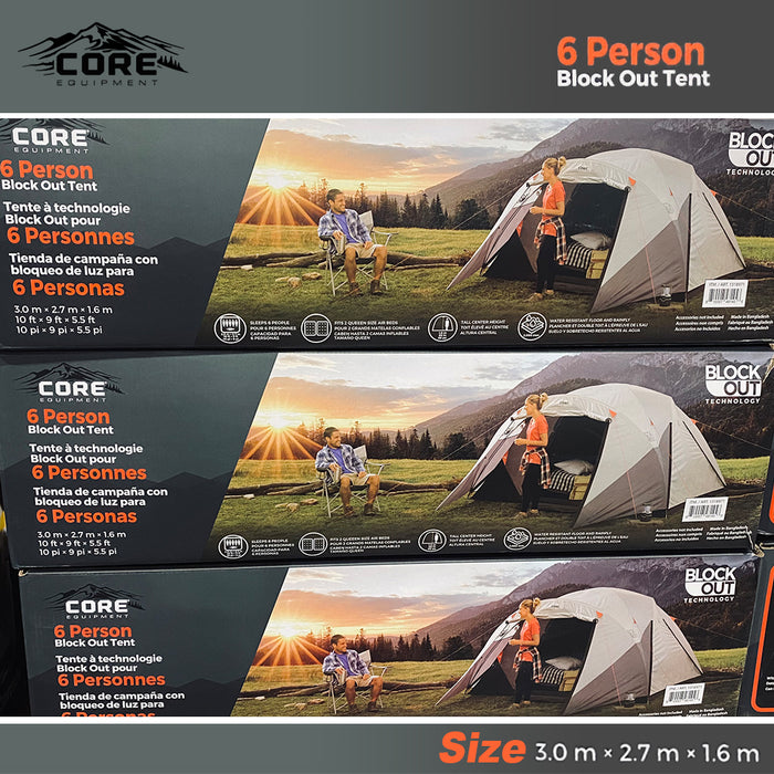 CORE 6 Person Block Out Tent Blocks Sunlight Good Sleep 3x2.7x1.6m