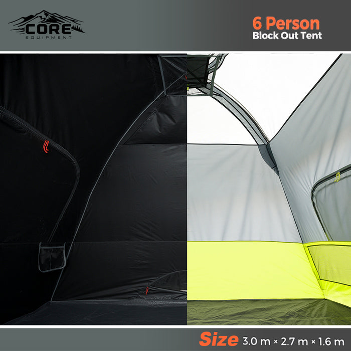 CORE 6 Person Block Out Tent Blocks Sunlight Good Sleep 3x2.7x1.6m