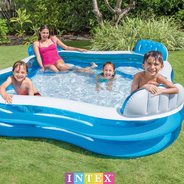Intex Family Lounge Swimming Pool Centre With 4 Built-in Seats 2 Drinks Holders