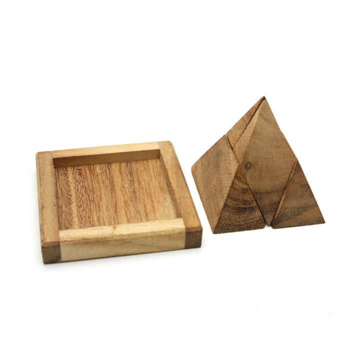 Pyramid Puzzle 4 Pcs.- 3D Classic Wooden Brainteaser Puzzles GP357