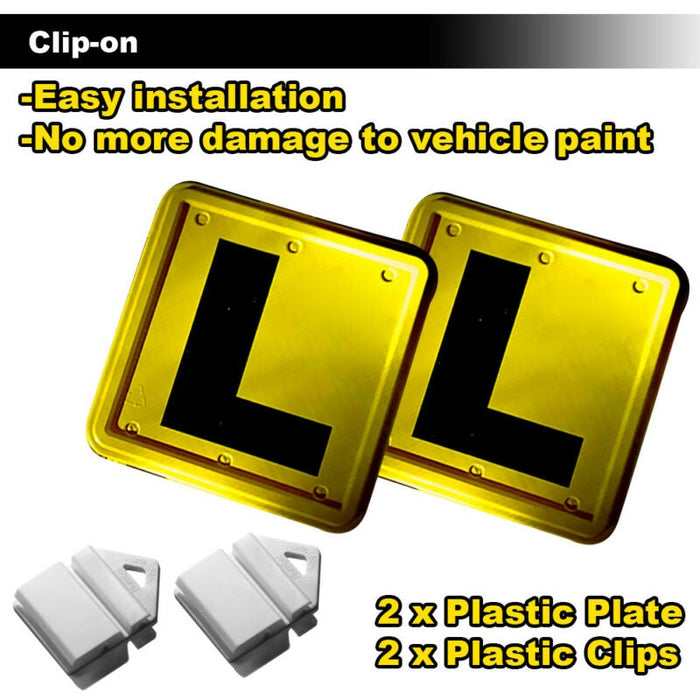 2 Pcs Clip It On Plate With 2 P/L Licence Plate Set (Green P/ Green P 100 / Red P / Red P 90 / L / L90)