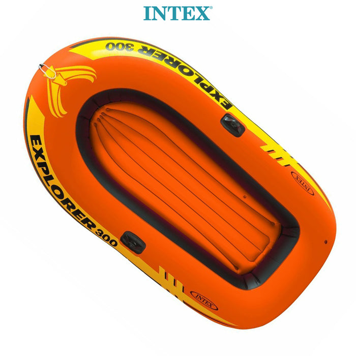 Intex 2.44mx1.17m Explorer Pro 300 Inflatable Boat 3 Person With 2 Oars & Mini Hand Pump
