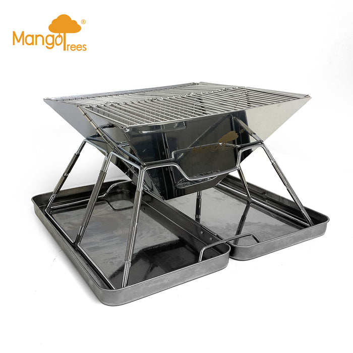 Stainless Steel Foldable Charcoal BBQ Grill Lightweight Camping Portable