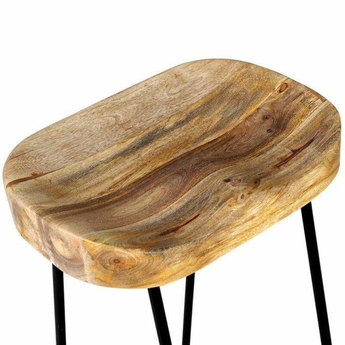 [MANGO TREES] 2x "Hermes" Bar Stools Ergonomic Design Carved Mango Wood Seating