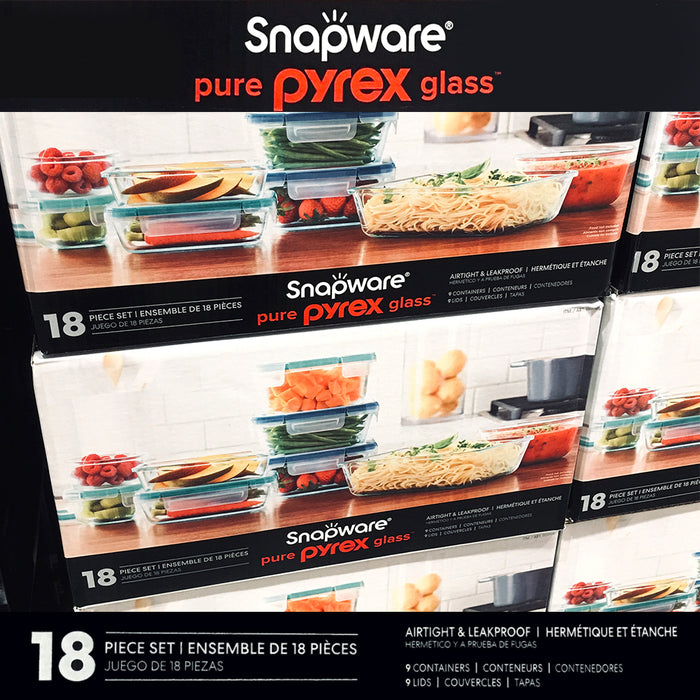 Snapware Pyrex 18 pcs Glass Containers With Lid Food Storage Glasslock Keeper