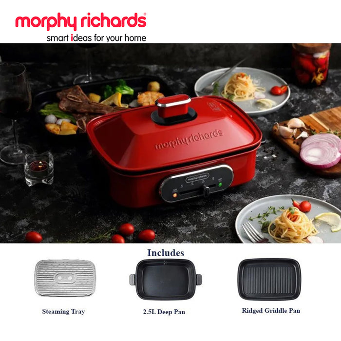 M3in1 Ultifunction Cooking Pot Red/Green For BBQ Grill Steaming Morphy Richards