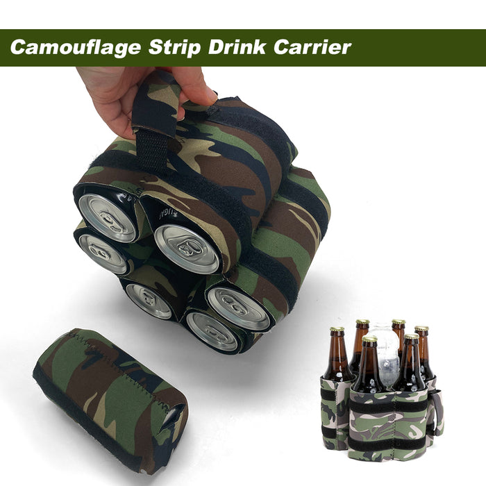 Camouflage Strip Cold Beer Drink Carrier Beach 1-7 Bottle Can Holder Summer