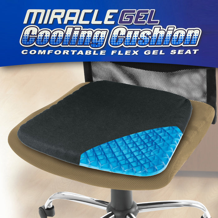 Whole Gel Seat Cooling Cushion Non-Slip Breathable Soft Pad & Washable Cover