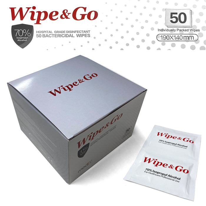 70% IPA Alcohol Wipes Wipe & Go 50~250pc (19x14cm) Hospital Grade Surface Bulk