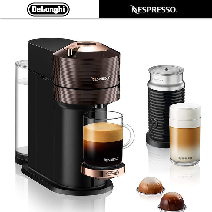 Delonghi Nespresso Vertuo Next Deluxe Coffee Machine With Aeroccino Gold / Silve